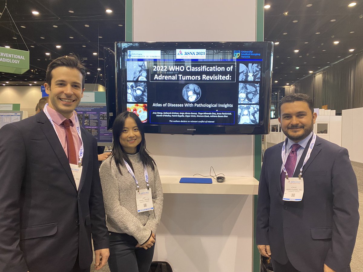 Congrats to our amazing fellow Amy Wang for the Certificate of Merit Award #RSNA2023 on this excellent Adrenal work! 

Many thanks to our team <a href="/SatheeshToronto/">Satheesh Krishna</a> <a href="/JORGEANDRESABR2/">Jorge Abreu-Gomez</a> Drs Miranda, Pasternak, O’Malley, Rogalla, Mete, Ezzat. 

<a href="/imagingtoronto/">University Medical Imaging Toronto (UMIT)</a> <a href="/UofTMedIm/">UofT Medical Imaging</a> <a href="/RSNA/">RSNA</a>