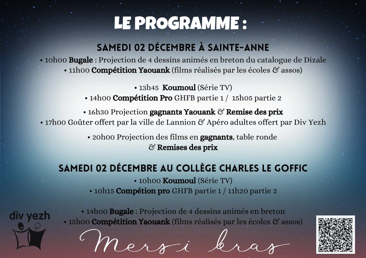 Vous  aimez le cinéma...vous aimez la culture et la langue bretonne... Mais vous ne maitrisez pas assez ou pas tu tout pour l'pprécier alors ce  festival est pour vous! Tous sont sous-titrés en français .... Réserver votre place : tinyurl.com/GHFB2023