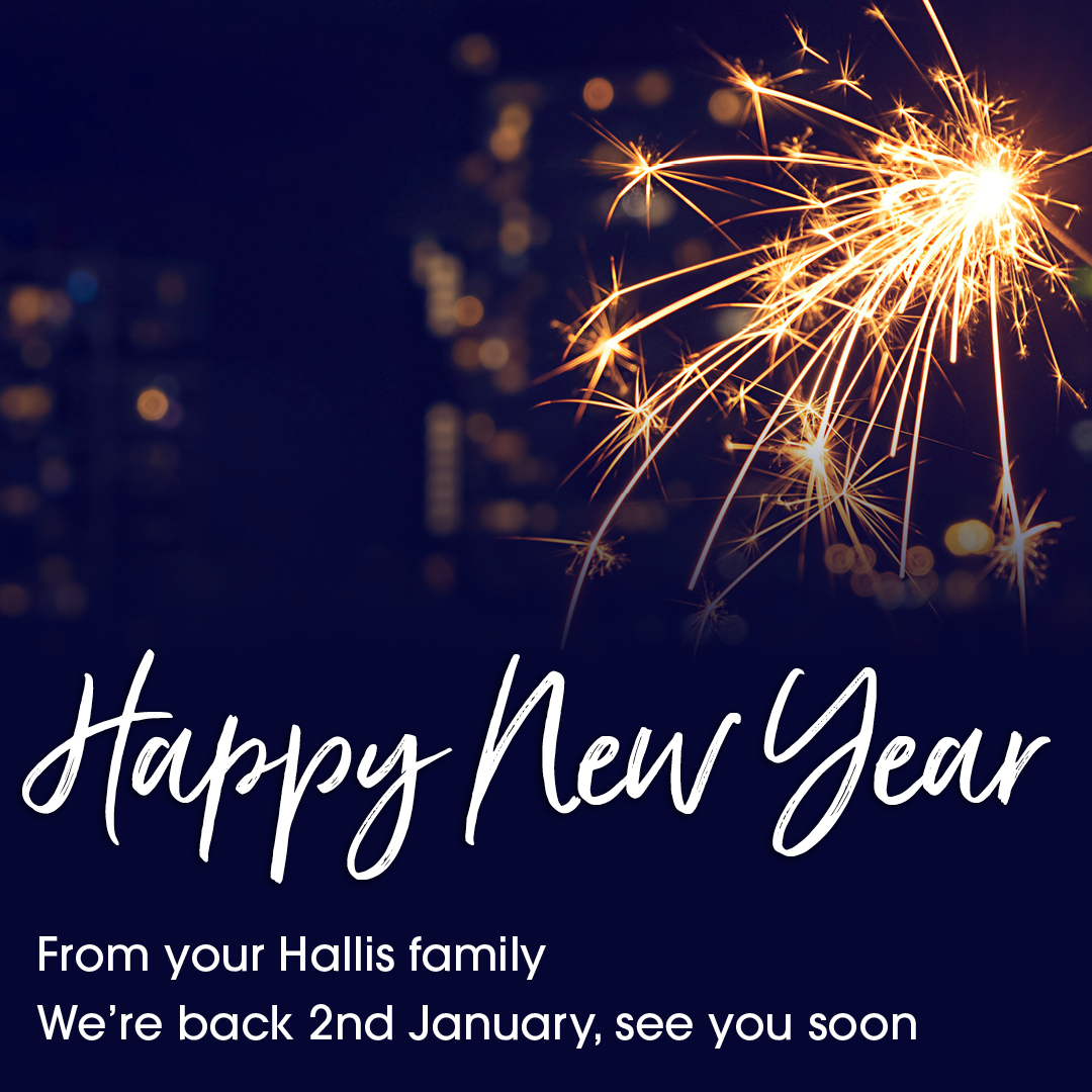 Happy New Year!

Hallis Hudson will be back open on the 2nd January 2024 at 8:30am.