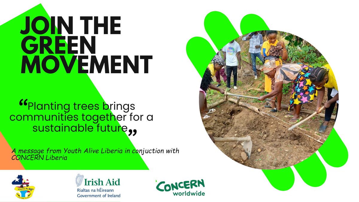 "Planting trees brings communities together for a sustainable future" @YouthAliveLiberia with support from <a href="/CONCERN/">Concern Worldwide</a> and <a href="/IrishAid/">Adrian Wall</a> has been implementing the #OneMillionTrees project in different parts of Liberia. #SupportClimateChange #SustainableDevelopment #Livelihood