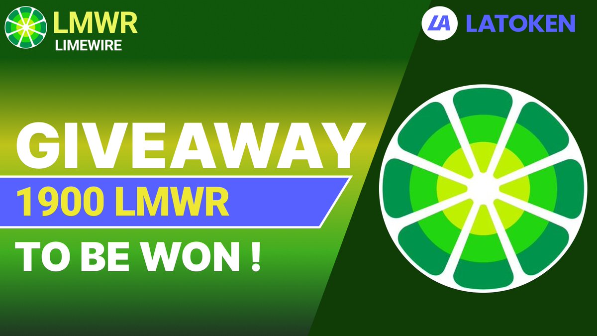🏆 1900 LIMEWIRE (LMWR) GIVEAWAY on LATOKEN

🔥 158 Winners.
✅ Complete all tasks and qualify for the Airdrop.
📲 Share with 5 Friends and Follow.
⏰ November 29, 2023 - December 4 2023.

👉 JOIN GIVEAWAY (go.latoken.com/30n3/5bc1)