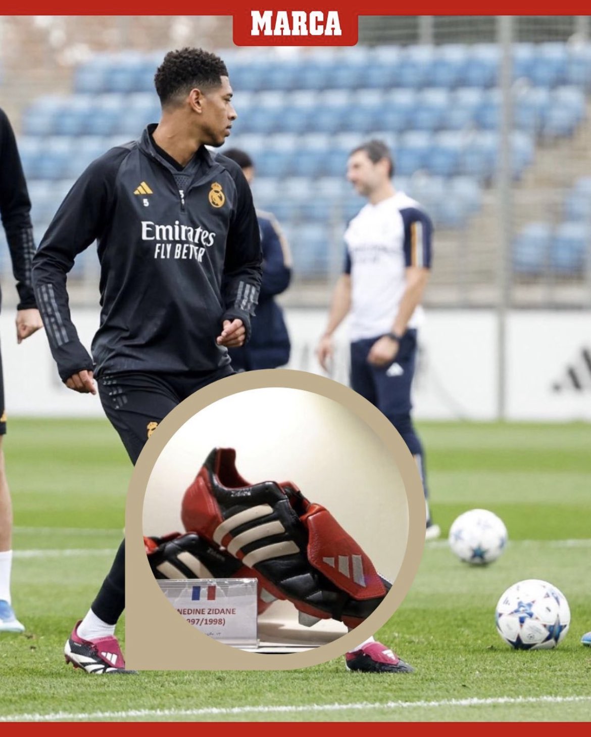 BellinghamTime fan on X Marca Jude Bellingham was wearing a recent remake of Zinedine Zidane s 1998 Adidas Predator boots in training yesterday. Zidane wore the boots during the World Cup with France