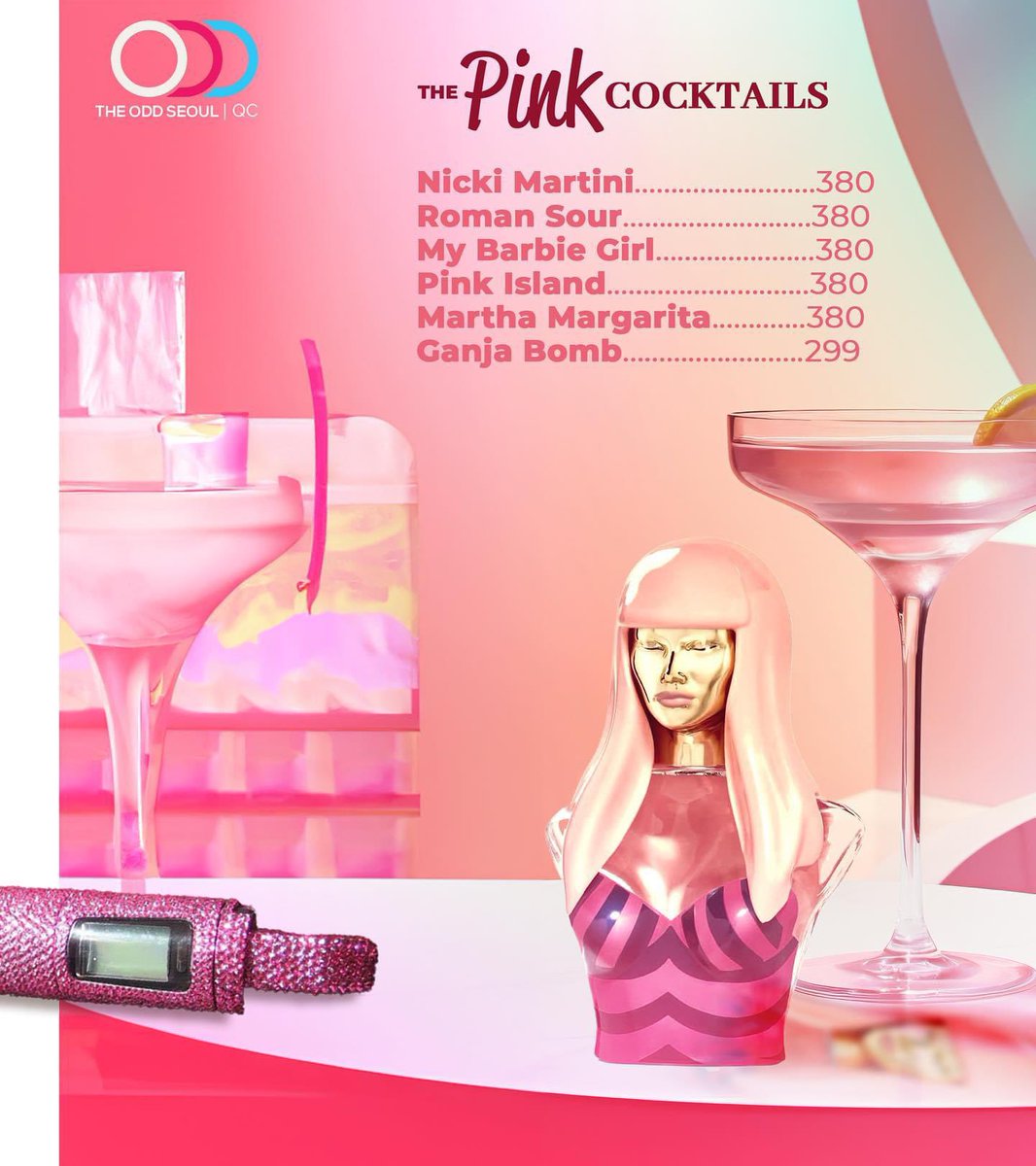 YOU'RE INVITED to the #NickiNight!

Ready to have a pink Moment 4 Life? BARBZ and KENZ! We're officially throwing an album listening party for Queen Onika Tanya Maraj's PINK FRIDAY 2! 💖💞 Look Fly and enjoy our special #PinkDrink cocktails c/o The ODD Seoul QC! 🍸