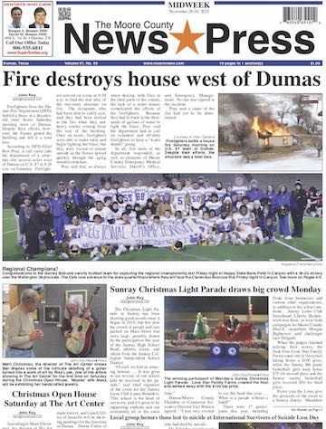 mcnewspress's tweet photo. A lot to read in this midweek edition including a house fire west of Dumas, the Bobcats winning the regional championship, a  DHS/SHS girls basketball lineups page, Christmas Open House at WOTP/The Art Center, and a look back at the Sunray Light Parade! https://t.co/wlUdbJk4dZ
