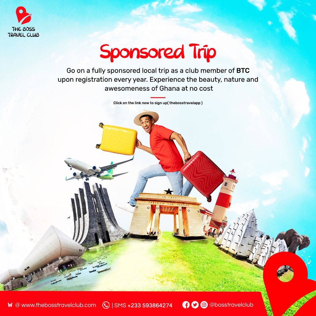 Do you know you could have a fully sponsored trip to support the #visitghana agenda by signing up as a member of The Boss Travel Club ?

Go to the App or Play Store 
Download The Boss Travel Club App!
Sign up Now!
-
-
#thebossapp #thebosstravelclub #adansitravels #travel
