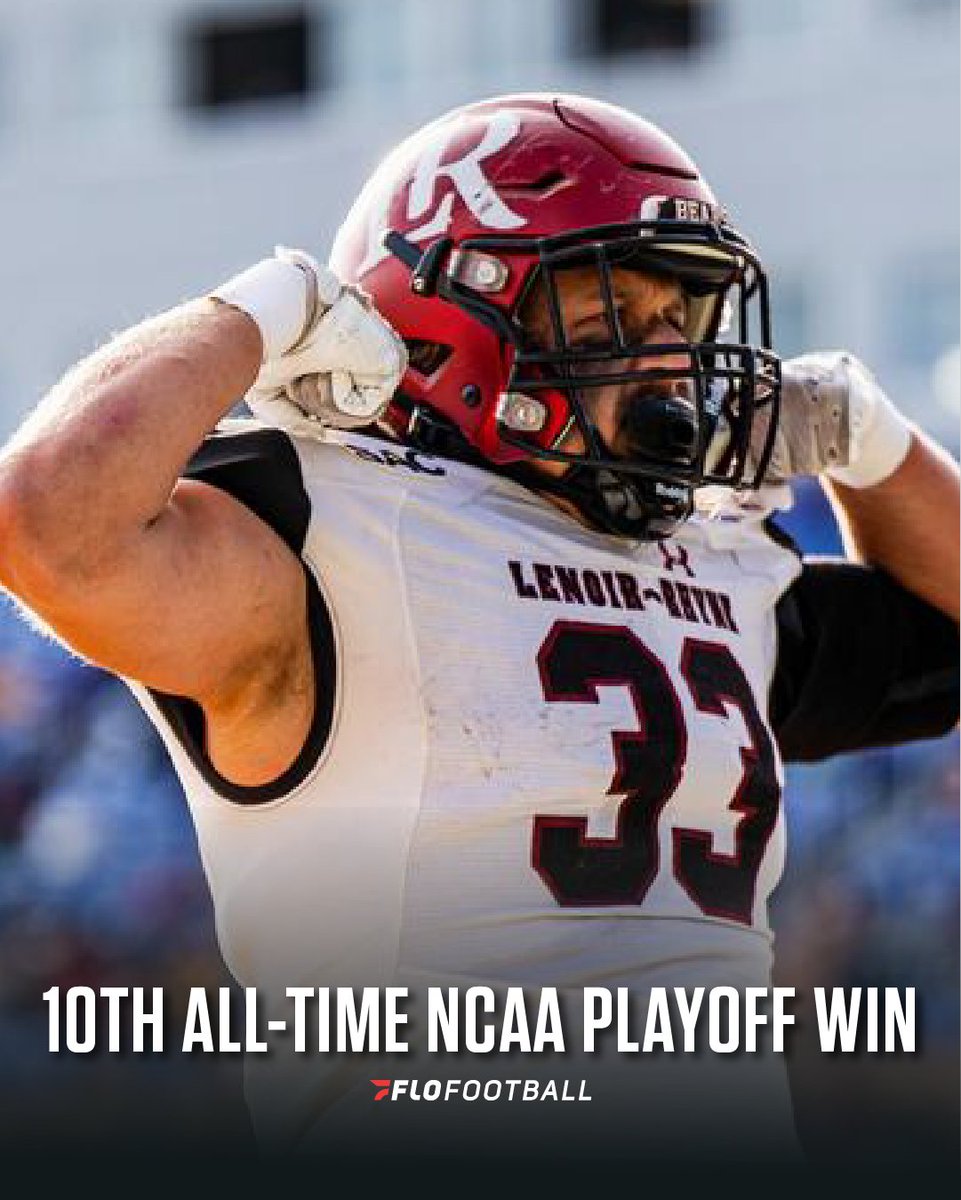 FloCollegeFB's tweet photo. Lenoir-Rhyne is making history in their NCAA Division II Playoff run!

The Bears won their first-ever playoff win on the road to secure their 10th all-time playoff win in school history.

📊: Stats vs Benedict
24 - Total First Downs
2-3 - Red-Zone Scores
560 - Total Offensive Yds https://t.co/1Tn6Be871y