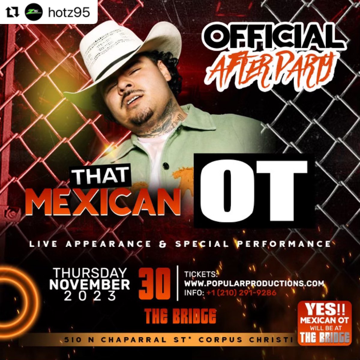 FamousChicano's tweet image. Secure your spot before it sells out at the Bride Bar &amp;amp; Club. Get tickets now at PopularProductions.com 🎟

#hotz95 #ThatMexicanOT #PartyStation #TheBridgeBar #CorpuschristiTx #PopularProductions #BrewsterSt Popular Productions