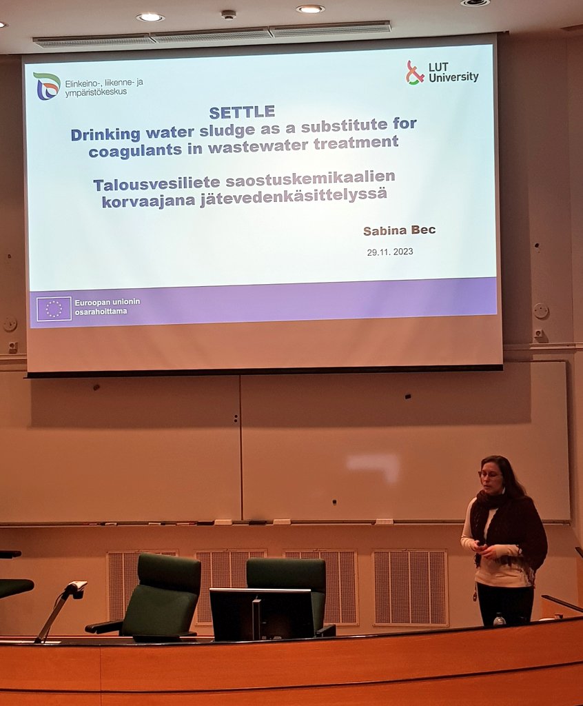 MirkaViitala's tweet photo. Sabina Bec esitteli talousvesilietteen hyötykäyttöä tutkivaa SETTLE-hankettamme tänään järjestetyssä seminaarissa @MUCMIKKELI. Iltapäivän aikana kuultiin myös mm. @Willatus2-hankkeen tavoitteista ja SairilaSIM-hankkeessa toteutetuista simuloinneista.
@UniLUT #LUTEng #LUT_SETTLE https://t.co/nDuodmQnWi