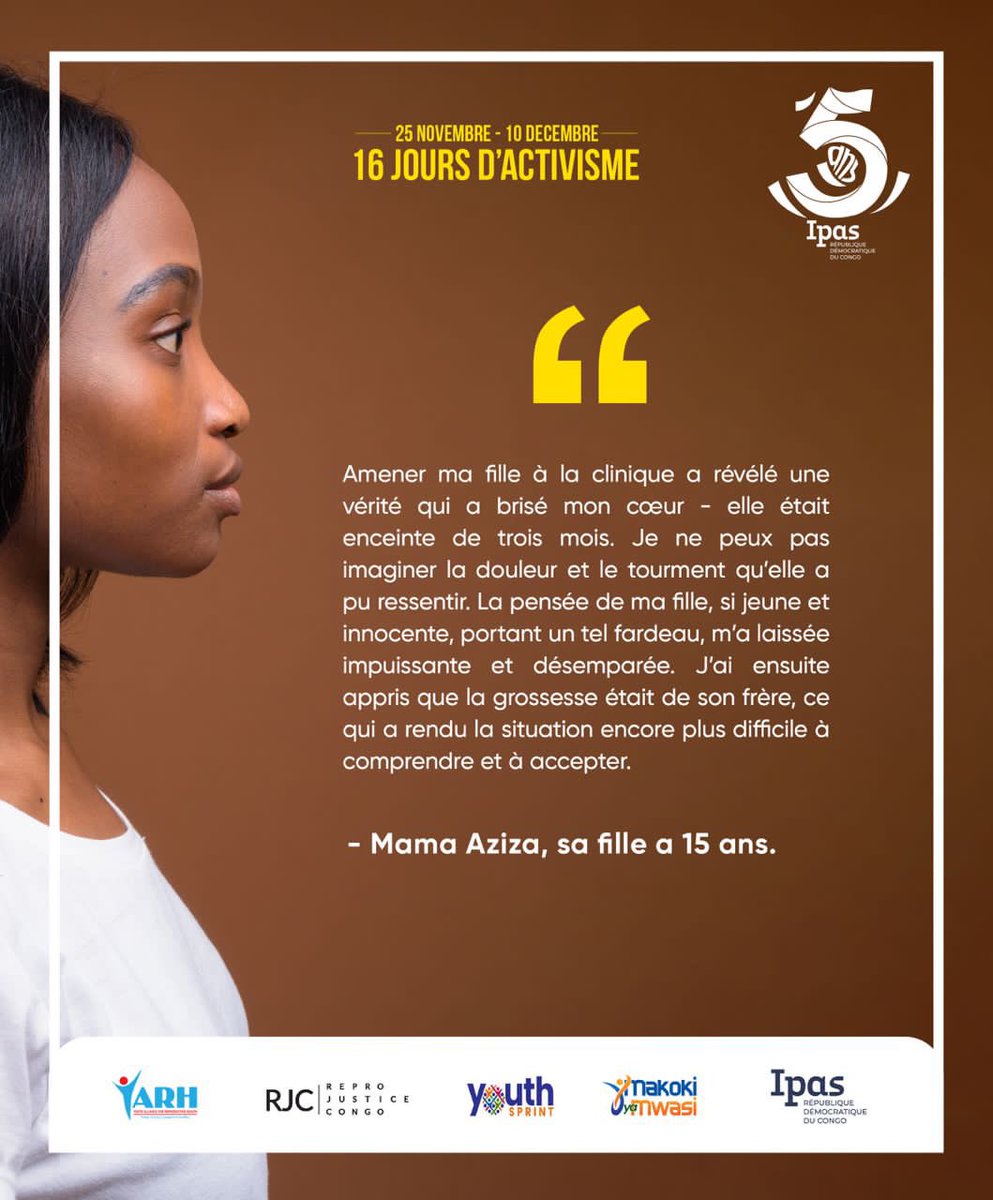 #16jours  , #brisonslesilence qui s empare au milieu de nous pour  combattre les #VBG notamment les incestes , les stigmates en fin de palier au problème de santé  de la reproduction @ReprojusticeRDC @yarhdrc ,@IpasOrg 
#PassEACSRHBill
#AvecElles
#StopViolencesFemmes