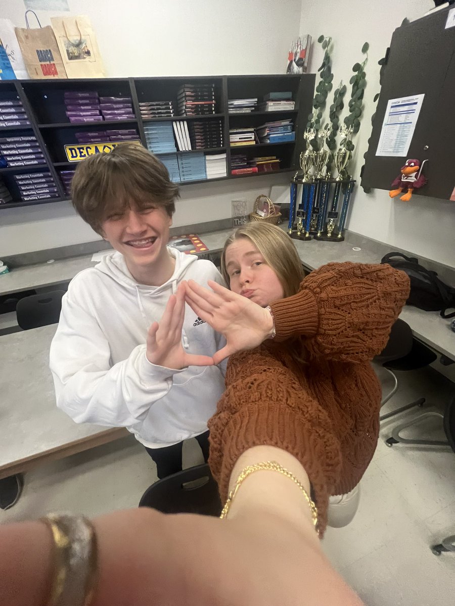 DECA MONTH DAY 29: Our VP of Public Relations and a new member!! We love our Bburg DECA chapter 💙💙