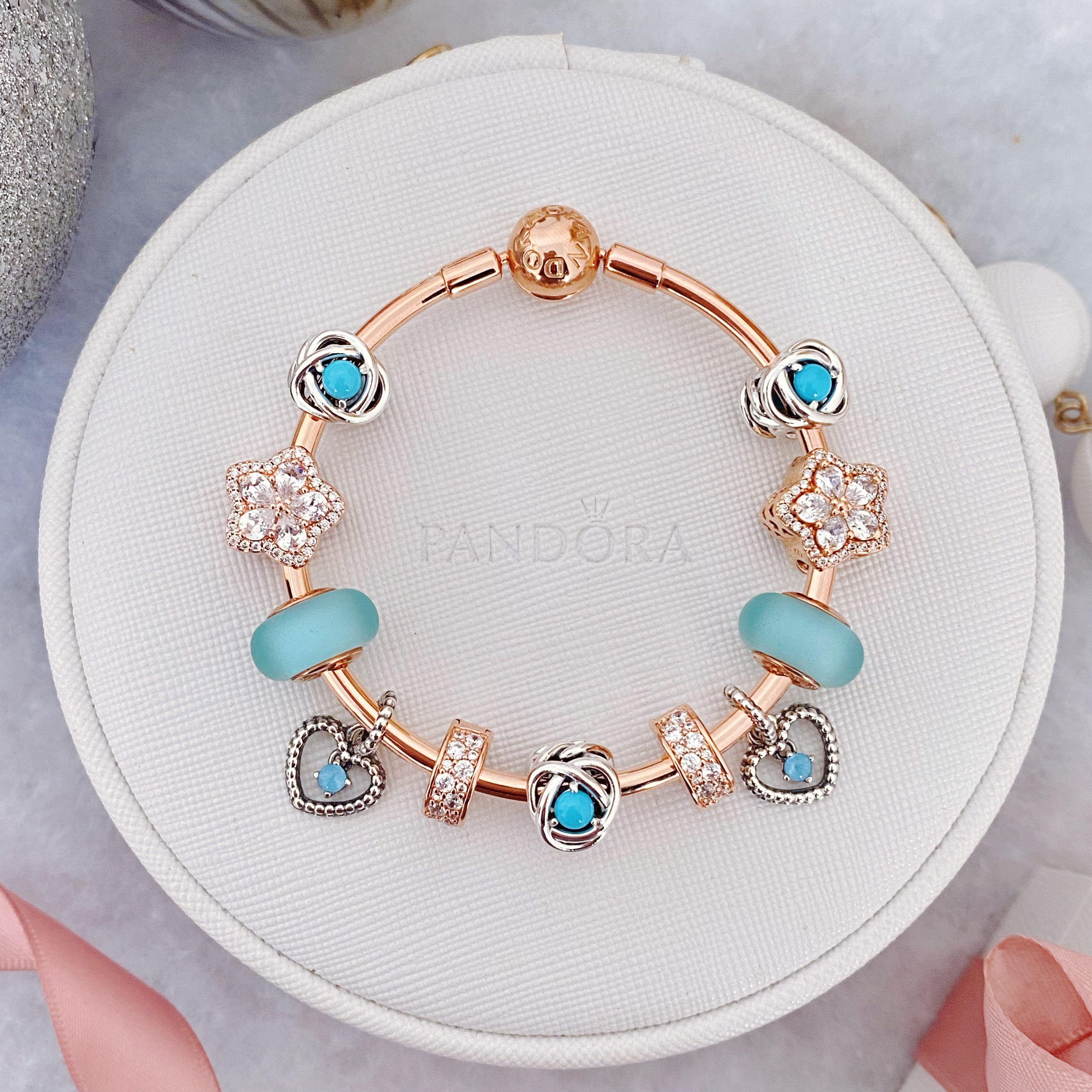 Blue and gold pandora bracelet outlet