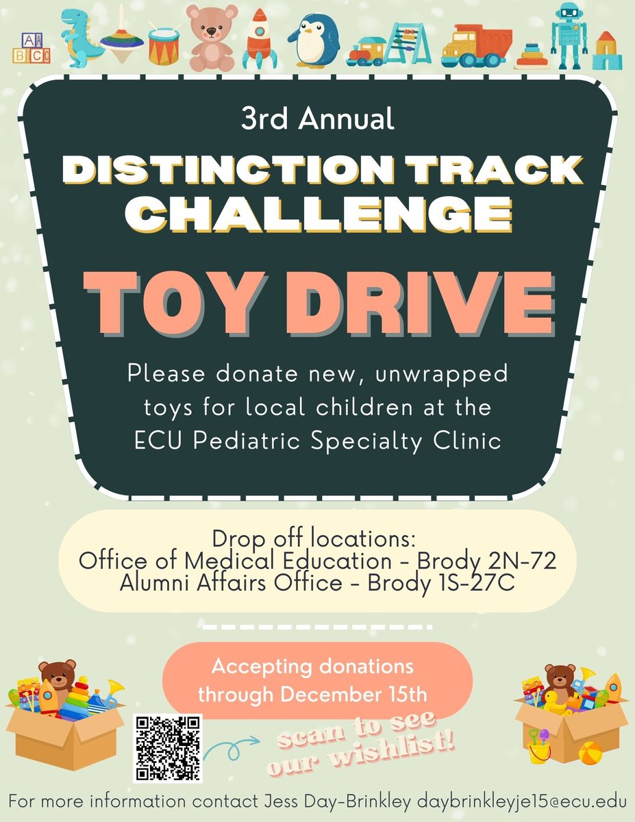 Distinctly Brody (@brodydistinctly) on Twitter photo The 3rd Annual <a href="/ECUBrodySOM/">ECU Brody School of Medicine</a> Distinction Track Toy Drive is currently underway! Please consider donating to support ECU's Pediatric Specialty Clinic! 🧸🎁🎅<a href="/Hannan_Lab/">Dr Johanna Hannan</a> <a href="/jennecrottymd/">Jennifer Crotty, MD</a> The 3rd Annual <a href="/ECUBrodySOM/">ECU Brody School of Medicine</a> Distinction Track Toy Drive is currently underway! Please consider donating to support ECU's Pediatric Specialty Clinic! 🧸🎁🎅<a href="/Hannan_Lab/">Dr Johanna Hannan</a> <a href="/jennecrottymd/">Jennifer Crotty, MD</a>
