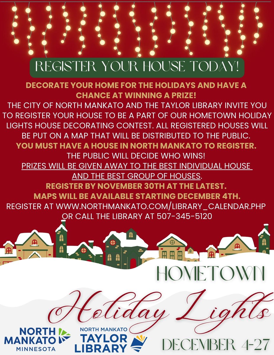 Registrations to be on this year's Hometown Holiday Lights map are due tomorrow, November 30th!
Register here: engagedpatrons.org/EventsExtended…