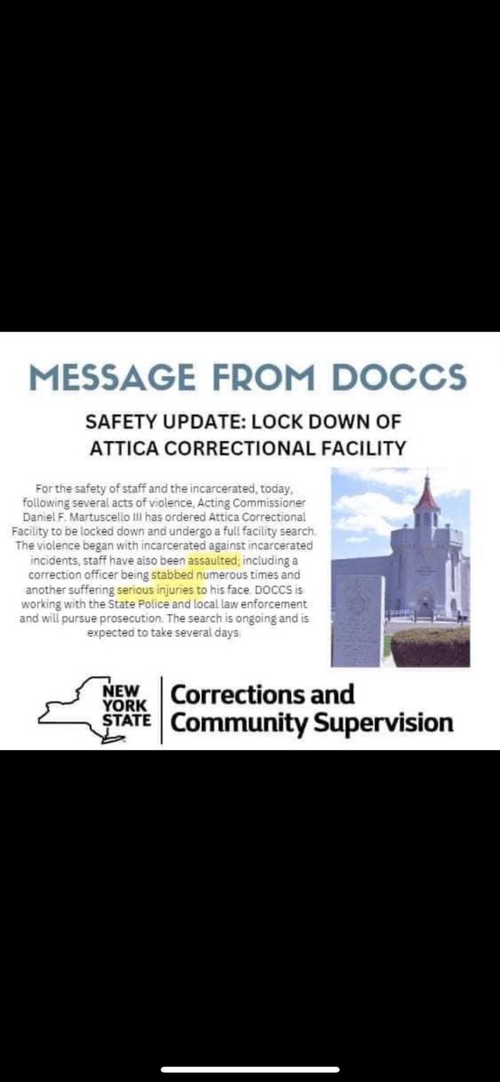 laurakoz618's tweet photo. Shame on you @GovKathyHochul and @NYSDOCCS for once again allowing this. Change needs to happen to protect officers working for YOU! #doccs #dangerousworkconditions #kathyhochul #assaultonstaff #inmatesarecriminalspedophiles https://t.co/4dT3nnJs3T