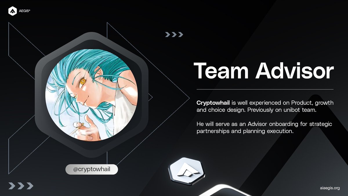 We are excited to announce that <a href="/cryptowhail/">whail</a> is joining our team as an interim advisor!

As a previous core member of <a href="/TeamUnibot/">Unibot</a>, Whail's deep experience in growth and strategy will be critical in guiding Aegis as we move forward.

$AEGIS On 🛡️
