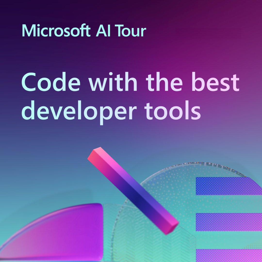 Join your dev community at the Microsoft AI Tour: 🔍 Discover new ways to increase productivity 🚀 Level up your knowledge and skills using the power of AI 🤝 Connect with engineers and experts Registration is open for San Francisco and New York: msft.it/6016izQrQ #AI