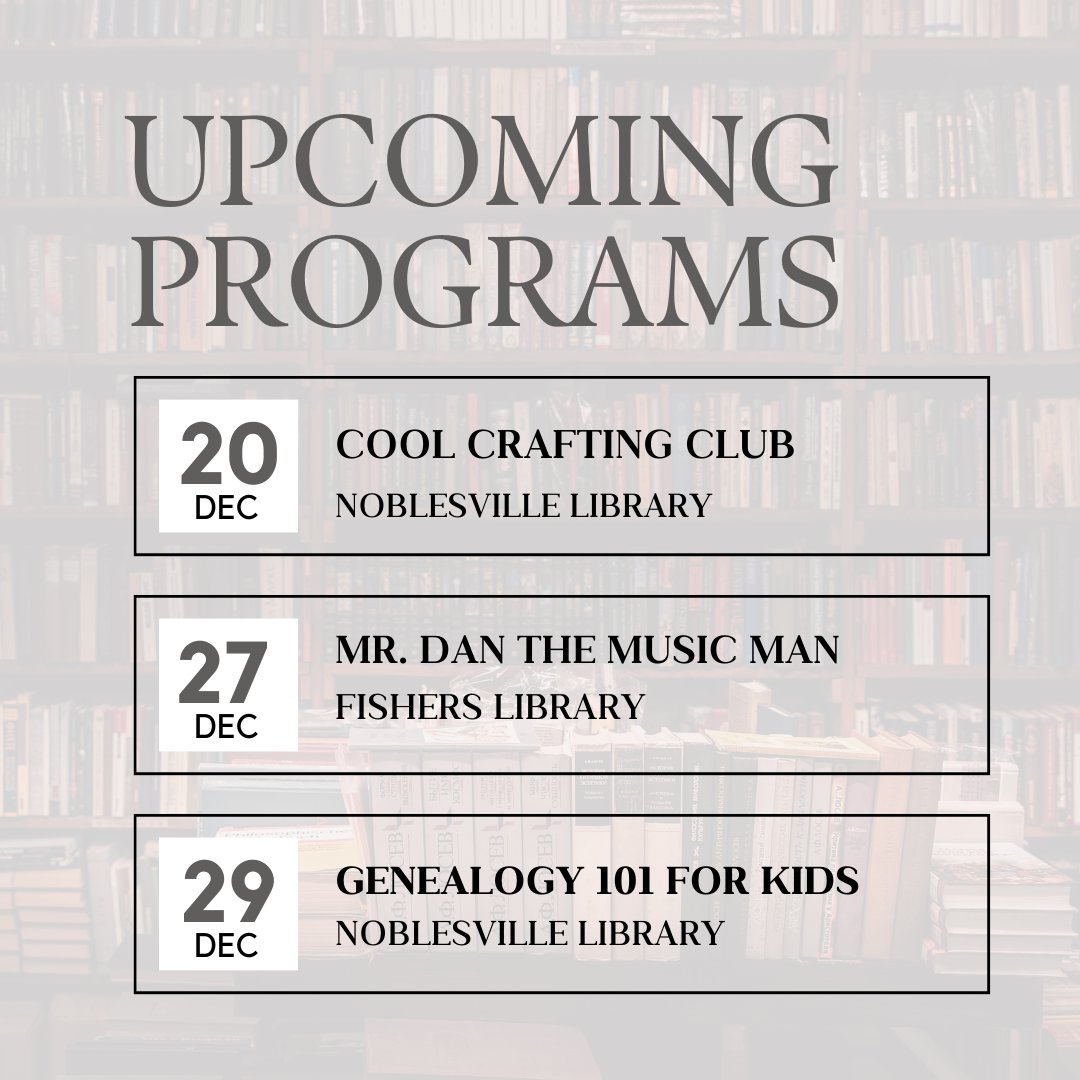 Get ready for December because we have some awesome programs coming up at the library! Take a sneak peek of the events we have lined up below - we can't wait to see you there!