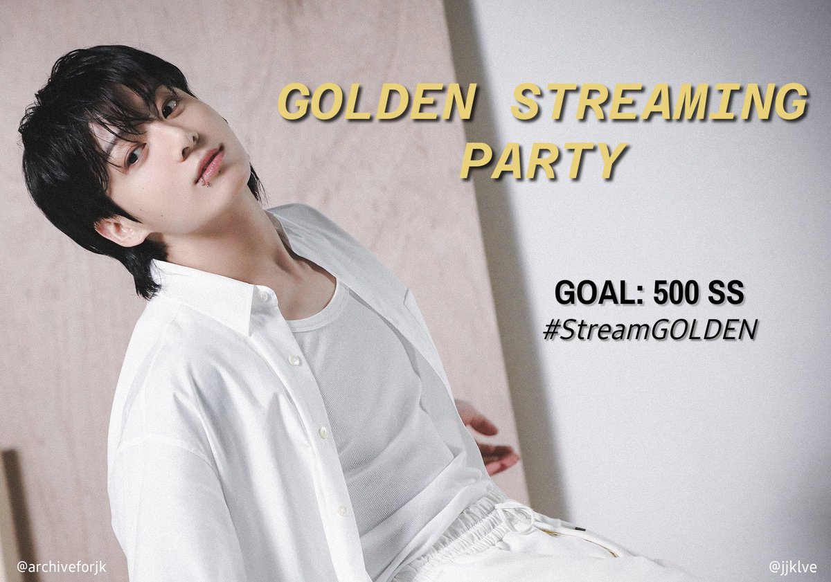 archiveforJK's tweet image. ⪼ GOLDEN STREAMING PARTY 💛

please join me &amp;amp; @jjklve on our GOLDEN focused streaming party! 

reply below with your screenshot streaming all songs from GOLDEN in ANY platform ⥥. 

★ GOAL: 500 SS

#StreamGOLDEN