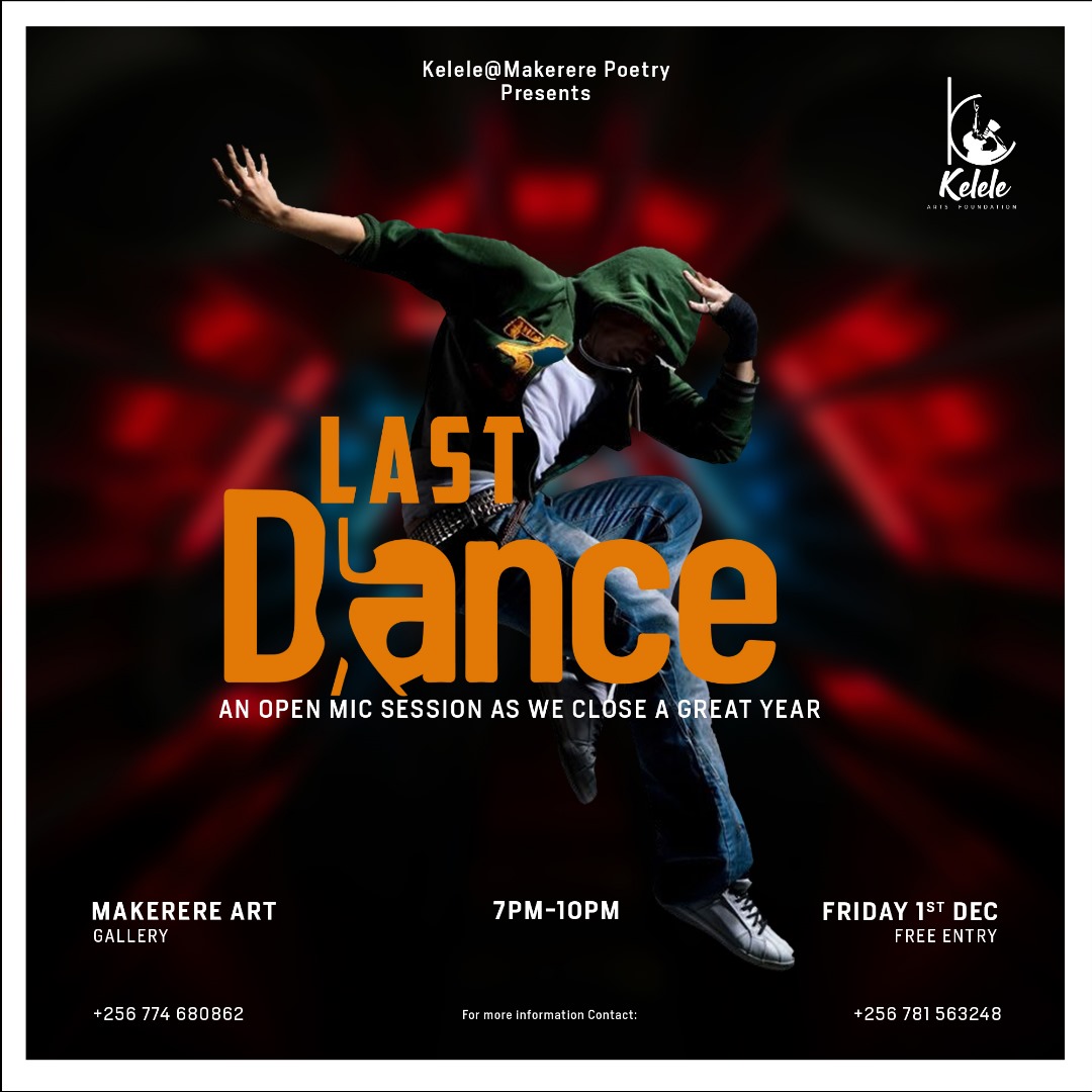 Lets tighten the laces, here comes the last dance. Of course the last of the year, duh! Yes, the energies are up high And there is absolutely no excuse not to dance with us We are entering 2024 on Friday at Makerere art gallery!
