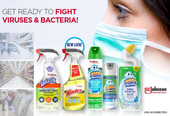 It's time to disinfect &amp; sanitize your facility! SC Johnson Professional® offers products that will help reduce the spread of viruses and bacteria when used as directed on hard non-porous surfaces - killing 99.9% of viruses and bacteria. hubs.li/Q027k43W0