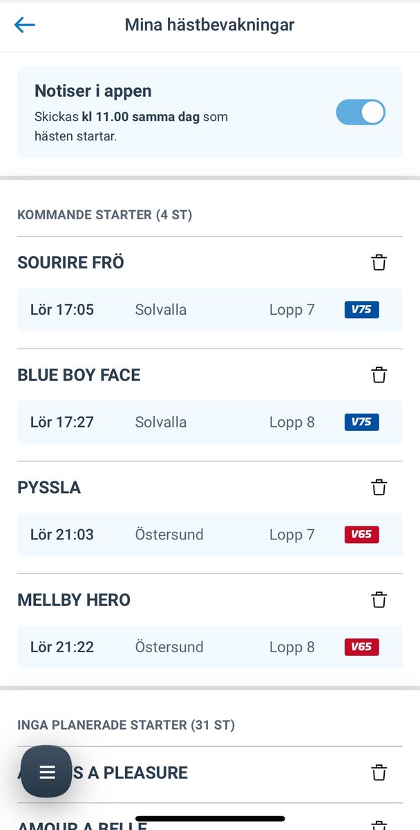 Äntligen startbevakningar med pushnotiser i ATG-appen 🙌

In och uppdatera i App Store/Google Play med er!