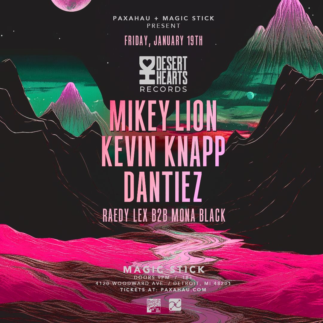 JUST ANNOUNCED!

@deserthearts returns to Detroit ft @mikeylion_, @kevknapp, @dantiez_s, <a href="/raedylex/">RAEDYLEX</a> b2b Mona Black on support at <a href="/majesticdetroit/">Majestic Detroit</a> on Friday 1/19 🌟

🎫 ticketweb.com/event/desert-h…