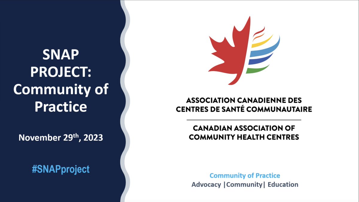 CACHC_ACCSC's tweet photo. Thank you to all who attended our Communities of Practice today for our #SNAPProject. Thank you to @CarlingtonCHC and @AllianceON for your presentations, your findings and insight were invaluable to all listening. #SupportCHCs https://t.co/b3rEKY7hLd