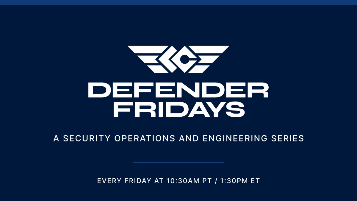 Join us this Friday for our first DEFENDER FRIDAYS series session hosted by @eric_capuano who will be demonstrating a basic attack and defend lab environment for honing detection engineering skills. Each week, different expert hosts will share their invaluable insights on topics…