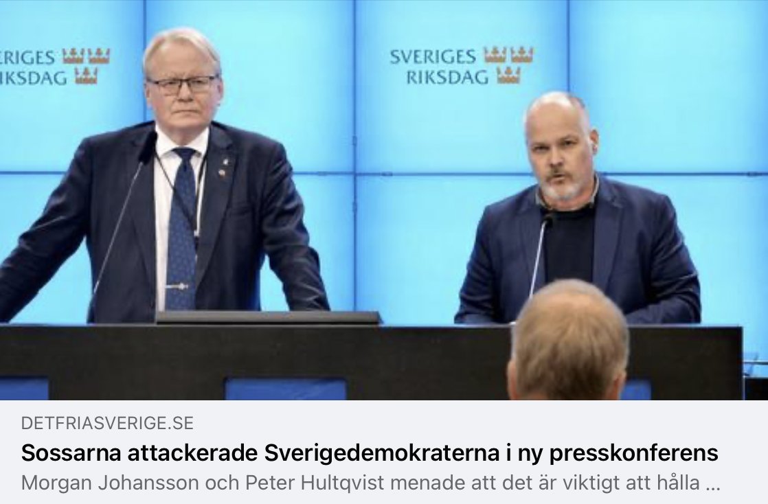 erik1955viby's tweet photo. Socialdemokraterna blir allt mer desperata
Deras långa och djupa samarbete med islamisterna har nu avslöjats.

"Morgan Johansson och Peter Hultqvist menade att det är viktigt att hålla sig på god fot med islamister för annars kan de bli farliga, och därför bör Sverigedemokraterna kastas ut ur regeringssamarbetet."

https://t.co/h4rgf9I38Q