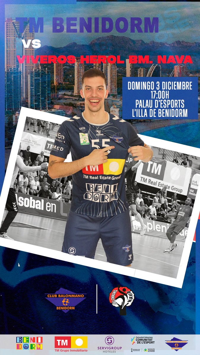 Este DOMINGO a las 17:00h tienes una cita con nosotros. Nos enfrentamos a <a href="/BalonmanoNava/">Club Balonmano Nava 🤾🇮🇩</a>

Link para adquirir las entradas ⬇️
 p.berrly.com/bmbenidorm/eve…