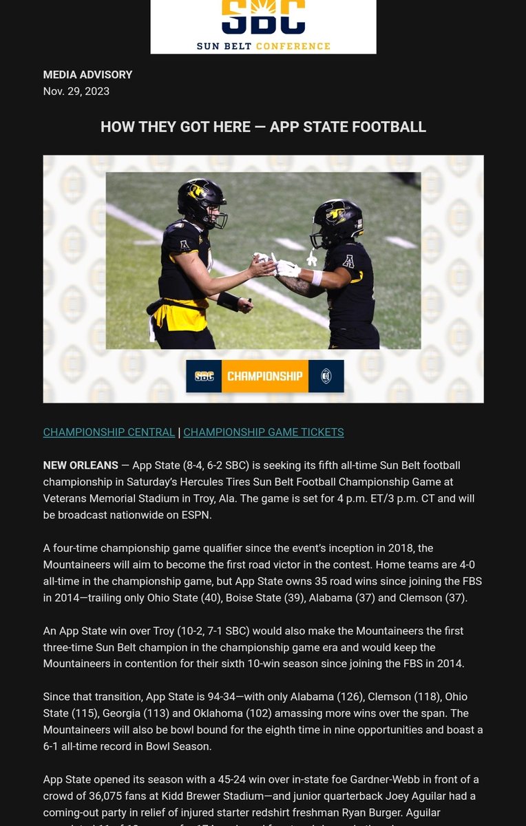 Hercules Tires Sun Belt Football Championship Game to be Broadcast
