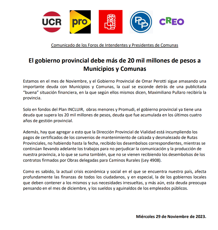 fororadicalSF's tweet photo. Mientras hablan de una "buena" situación financiera, el gobierno provincial debe más de 20 mil millones de pesos a municipios y comunas #UCR #SantaFe https://t.co/xifHpRtJd7