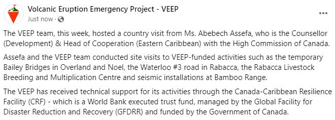 veepSVG's tweet photo. VEEP hosts country visit from the High Commission of Canada, with site visits to VEEP-funded activities. https://t.co/CilVxgKnL1