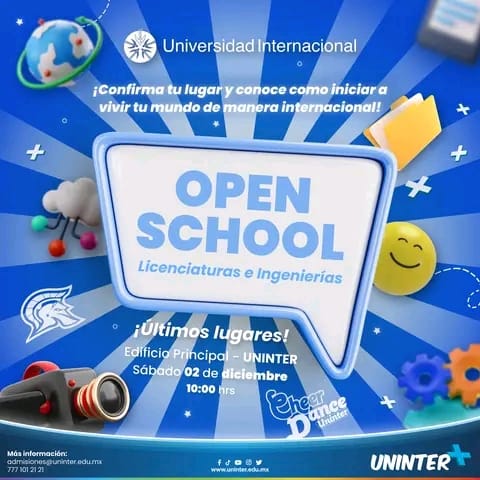Cobaem_Morelos's tweet image. Comunidad Educativa#COBAEM 

En el marco de las #AlianzasCOBAEM, la #UNINTER, te invita a su #OpenSchool, con diversas opciones de carreras y recibir orientación valiosa para tu futuro académico.