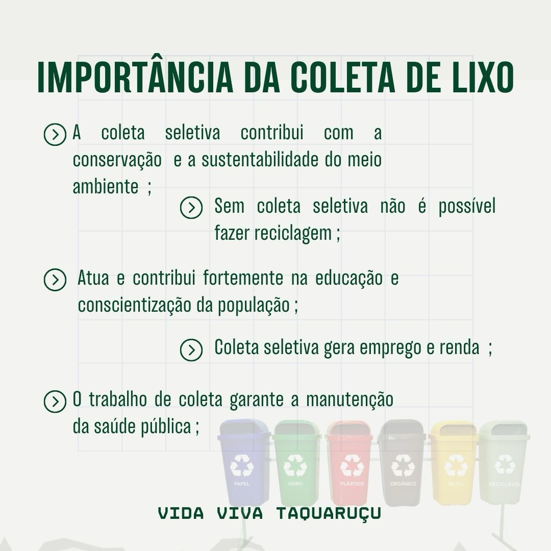 Cada saco de lixo separado é uma escolha consciente em prol de um futuro melhor!

Vamos continuar fortalecendo o movimento por uma Taquaruçu mais sustentável, onde a coleta de lixo é parte essencial desse caminho. 🌍♻

  #TaquaruçuLimpa #ColetaConsciente