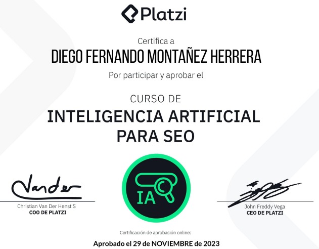 🚀 ¡Misión cumplida! Acabo de graduarme del curso ' #InteligenciaArtificial en optimización para motores de búsqueda(SEO)' usando la increíble combinación de <a href="/ChatGPT_LATAM/">ChatGPT</a> , <a href="/AIPRMcorp/">AIPRM</a> y el poder de <a href="/Google/">Google</a> 🔍✨

Preparado para llevar la #SEO al nowcast de la #Economia 💛💙♥️