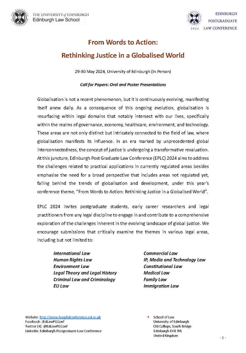 Edinburgh Postgraduate Law Conference tweet media