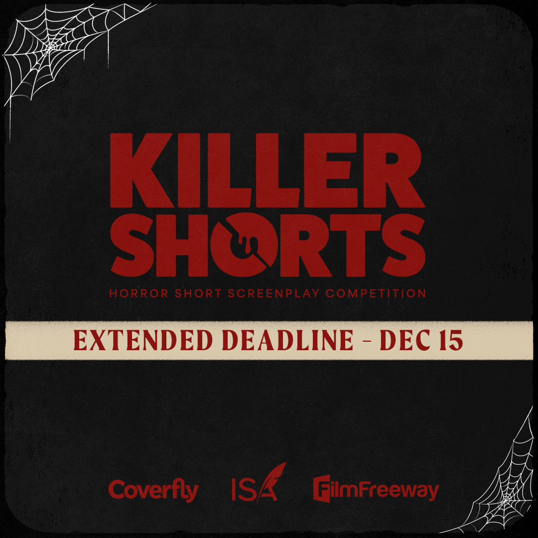 🚨CONTEST ALERT 🚨 Submit your horror short screenplays and short stories to <a href="/killershorts/">Killer Shorts</a> Horror Short Screenplay Competition by Dec 15th. Incredible prizes and opportunities. Increased <a href="/Coverfly/">Coverfly</a> Rank.🏆#Screenwriting #WritingCommunity #writersoftwitter 
writers.coverfly.com/competitions/v…