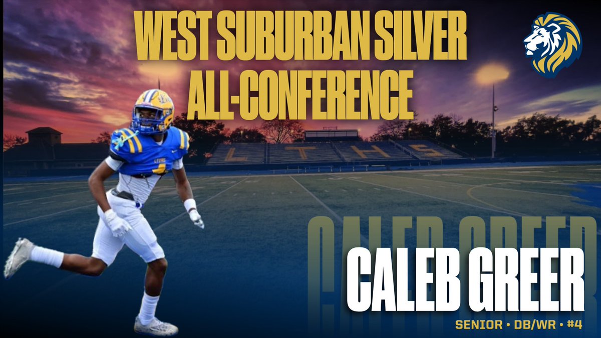 LyonsTwpFball's tweet photo. Congrats to @CalebGreer_, on being selected to the West Suburban Silver All-Conference Team. This year, Caleb had 17 receptions for 243 yards &amp; 4 TD’s. Caleb also had 3 interceptions at corner (2 for TD’s). Caleb is an incredible athlete and was always a pleasure to coach! https://t.co/IalOnDoMJf