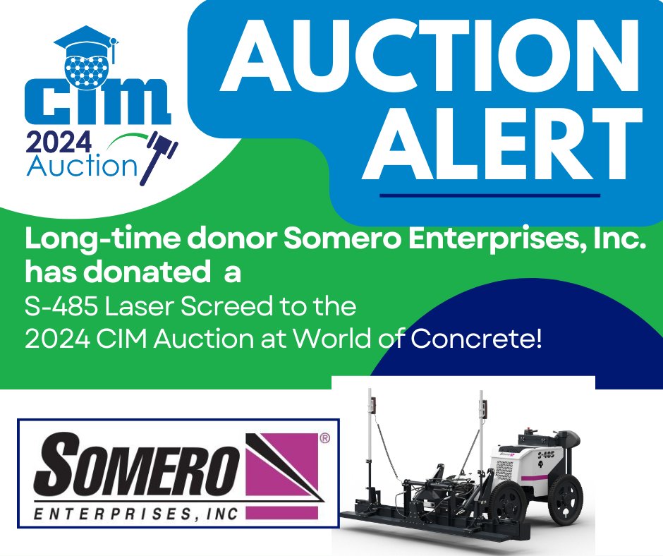 CIM (@concretedegree) on Twitter photo AUCTION ALERT!!! Somero Enterprises has donated an S-485 Laser Screed® machine to the #2024CIMAuction at <a href="/worldofconcrete/">World of Concrete</a>. Thanks for supporting the next generation of leaders in the #concrete industry! #ConcreteDegree #WOC2024 AUCTION ALERT!!! Somero Enterprises has donated an S-485 Laser Screed® machine to the #2024CIMAuction at <a href="/worldofconcrete/">World of Concrete</a>. Thanks for supporting the next generation of leaders in the #concrete industry! #ConcreteDegree #WOC2024