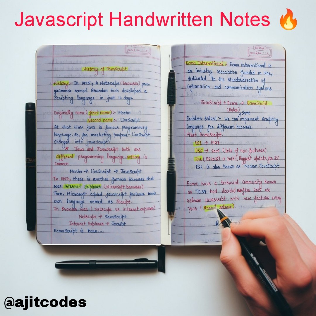 ajitcodes's tweet image. Javascript Complete Handwritten Notes 📚🔥

Just Free Of Cost!!

Simply:

1. Follow
2. Like and Repost 
3. Comment "Javascript" to receive your copies.