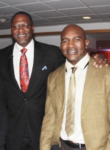 Atlanta sports greats - basketball star Dominique Wilkins from the Atlanta Hawks and boxing legend Evander Holyfield. #Atlanta #DominiqueWilkins #Hawks #AtlantaHawks #EvanderHolyfield #boxing #sports