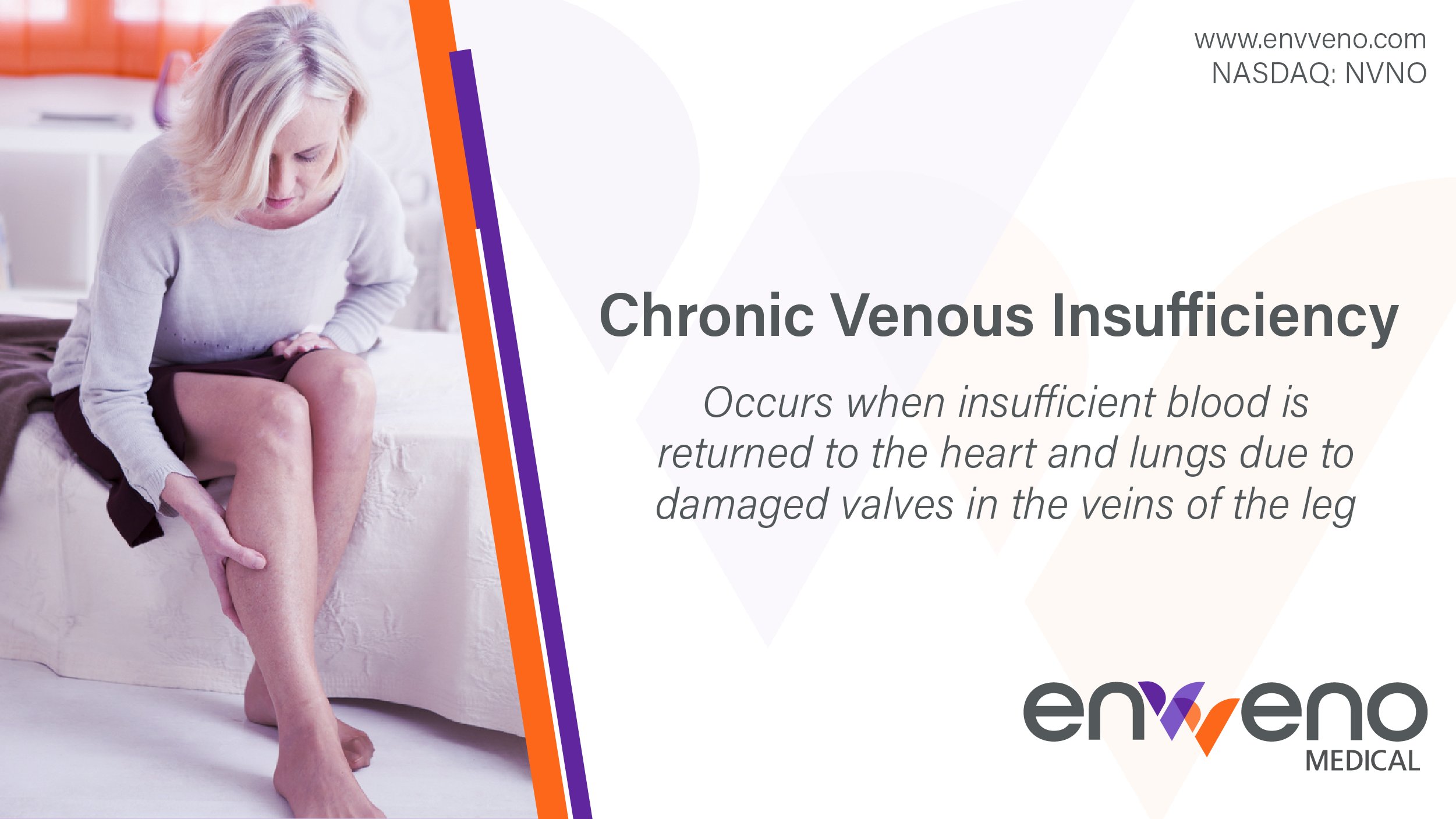 enVVeno Medical on X: Chronic Venous Insufficiency occurs when  insufficient blood is returned to the heart and lungs due to damaged valves  in the veins of the leg.  $NVNO #VenousDisease #CVI #