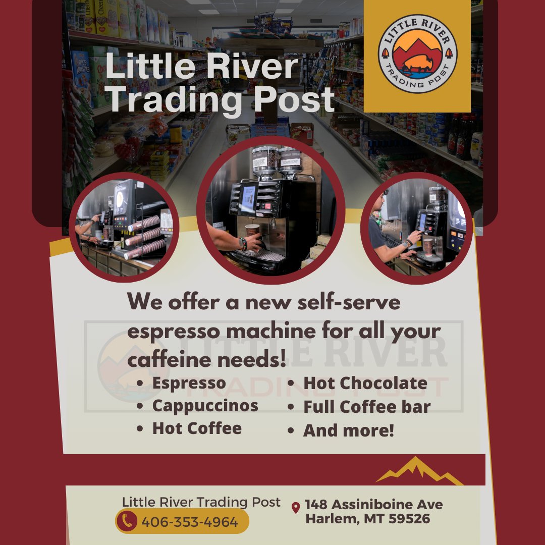 IMDG1's tweet image. Little River Trading Post has a self-serve espresso machine for all your caffeine needs.

#LRTP #LittleRiver #NativeOwned #LittleRiverTradingPost #IMDGroup