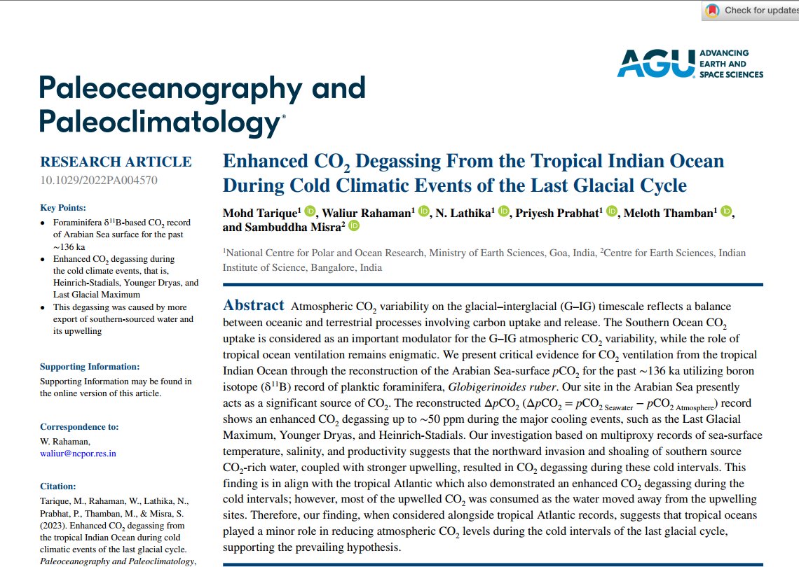moh_tarique's tweet photo. I'm excited to share that one of my thesis chapters on  boron isotopes has just been published in @AGU_Paleo. This wouldn't have been possible without the tremendous support from my mentors and colleagues.
https://t.co/fPIZGj16Nx https://t.co/rqZo79YGL4