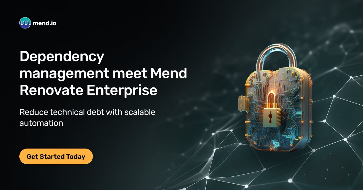 Mend_io's tweet photo. 📉 Reduce your technical debt with simple, scalable dependency management. Mend Renovate Enterprise Edition is a fully 💻 automated solution that empowers to merge dependency updates with confidence and speed.

Schedule your demo ➡️ https://t.co/pWU9UlZtGJ

#MendIt #MendTogether https://t.co/QbppuFUnST