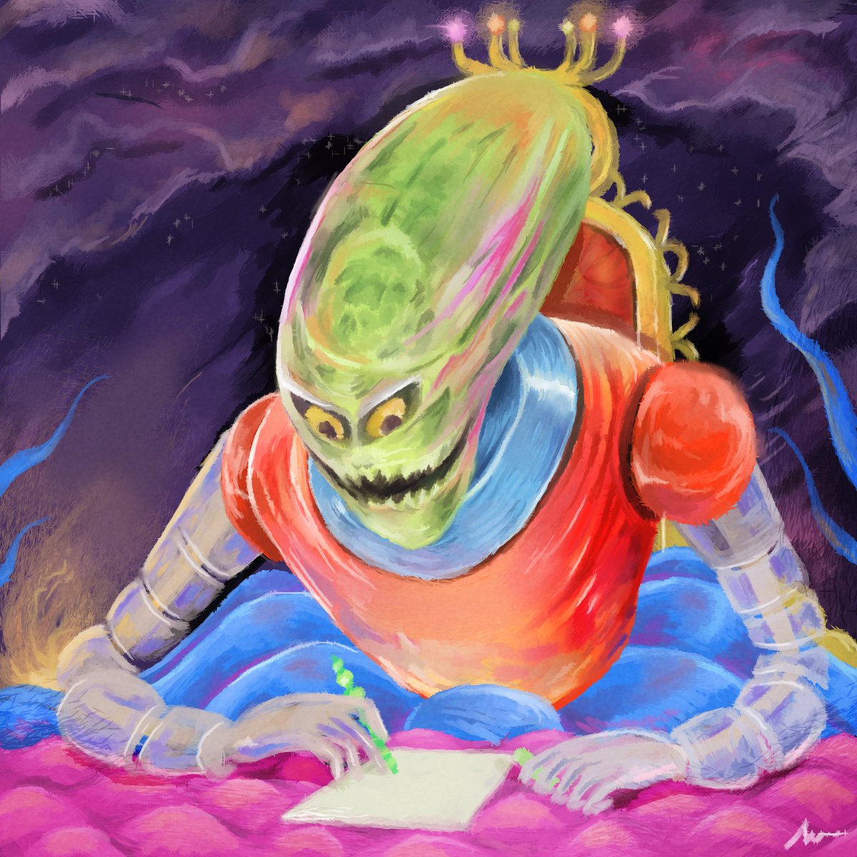 thomas_illus's tweet image. Digital painting is a pure joy 🌈 but have you ever experienced the "blank page syndrom"🌨️
Do you know it's happen to aliens too 
new painting on @objktcom for 3 xtz 🟣💜🟪
👉objkt.com/asset/KT1WpNPp…
#art #panting #ufo #alien #blankpage #NFT #tezos
#NFTCommunity #handmade #objkt
