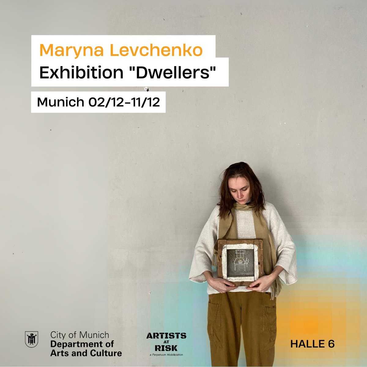 ArtistsatRisk's tweet photo. "Dwellers", an exhibition by Ukrainian #artist Maryna Levchenko opens on 2 Dec at HALLE 6 in #Munich, #Germany. 

Levchenko is the 1st resident of the Munich Residency Programme for Artists at Risk (AR-Munich), funded by the Department of Arts and Culture of the City of Munich. https://t.co/1gZusfZo1r