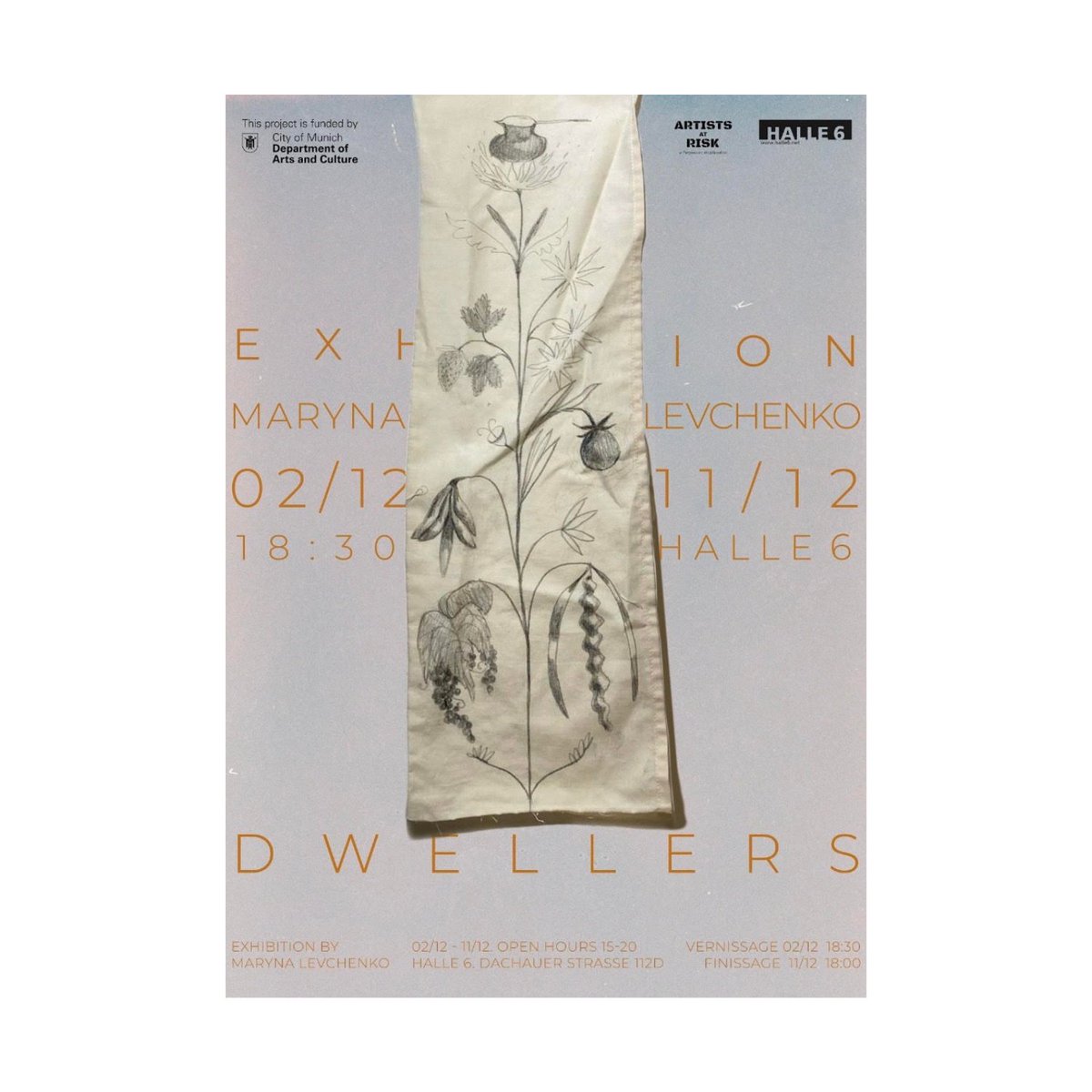 ArtistsatRisk's tweet photo. "Dwellers", an exhibition by Ukrainian #artist Maryna Levchenko opens on 2 Dec at HALLE 6 in #Munich, #Germany. 

Levchenko is the 1st resident of the Munich Residency Programme for Artists at Risk (AR-Munich), funded by the Department of Arts and Culture of the City of Munich. https://t.co/1gZusfZo1r