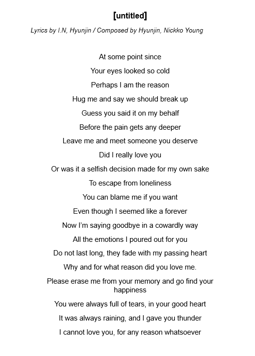 heartrachas's tweet image. (Untitled) Hyunin record (2)
Lyrics english translation/ Letra traducida al español